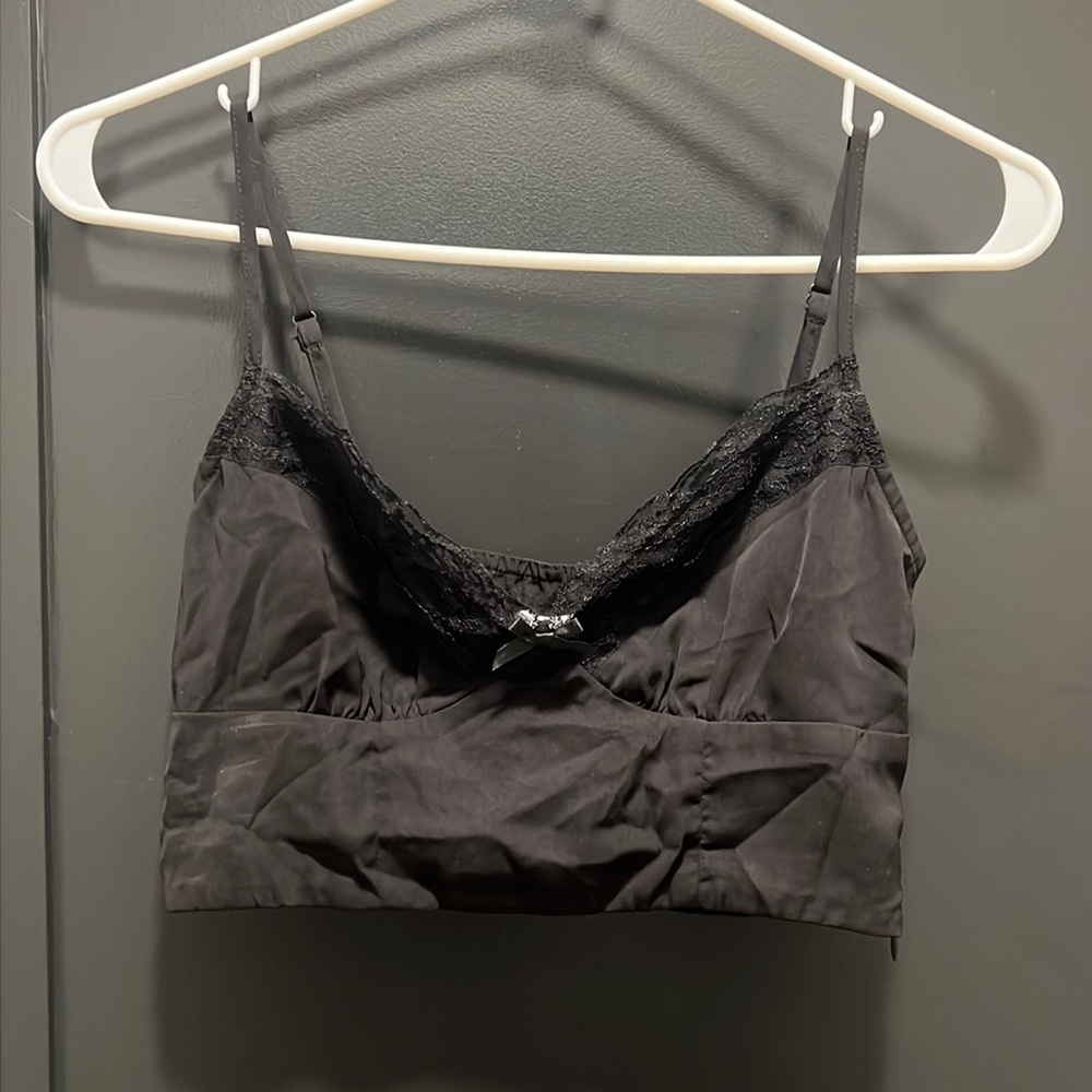 princess polly black cropped tank top